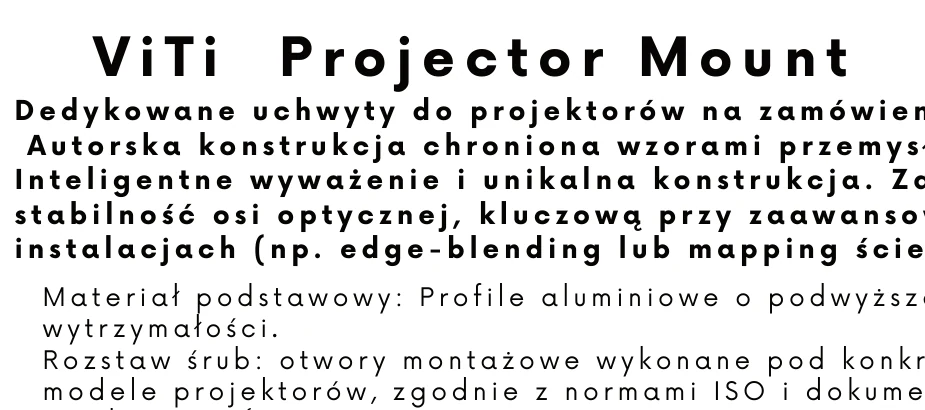 ViTi Projector Mount - engineering specification for custom projector mounts